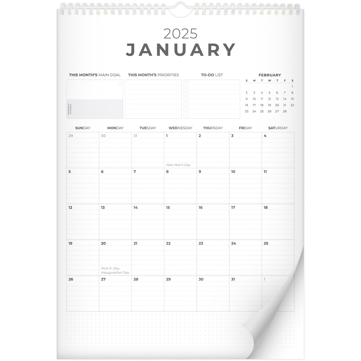 Wall Calendar Jan 2025 - Dec 2026