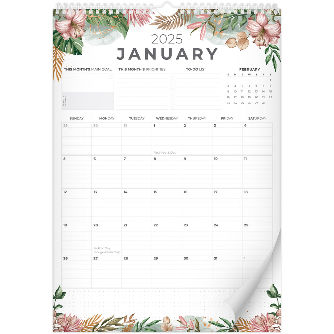 Swans Calendar 2025: Monthly Wall Calendar With Notes, Hanging A4 Size