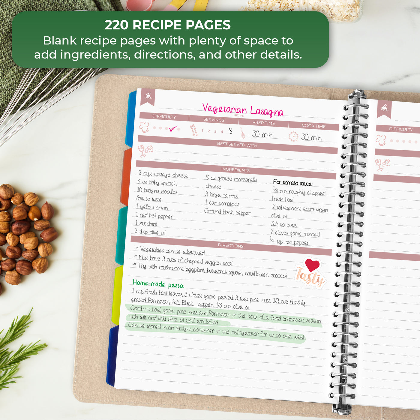 Recipe Book Binder with Tabs