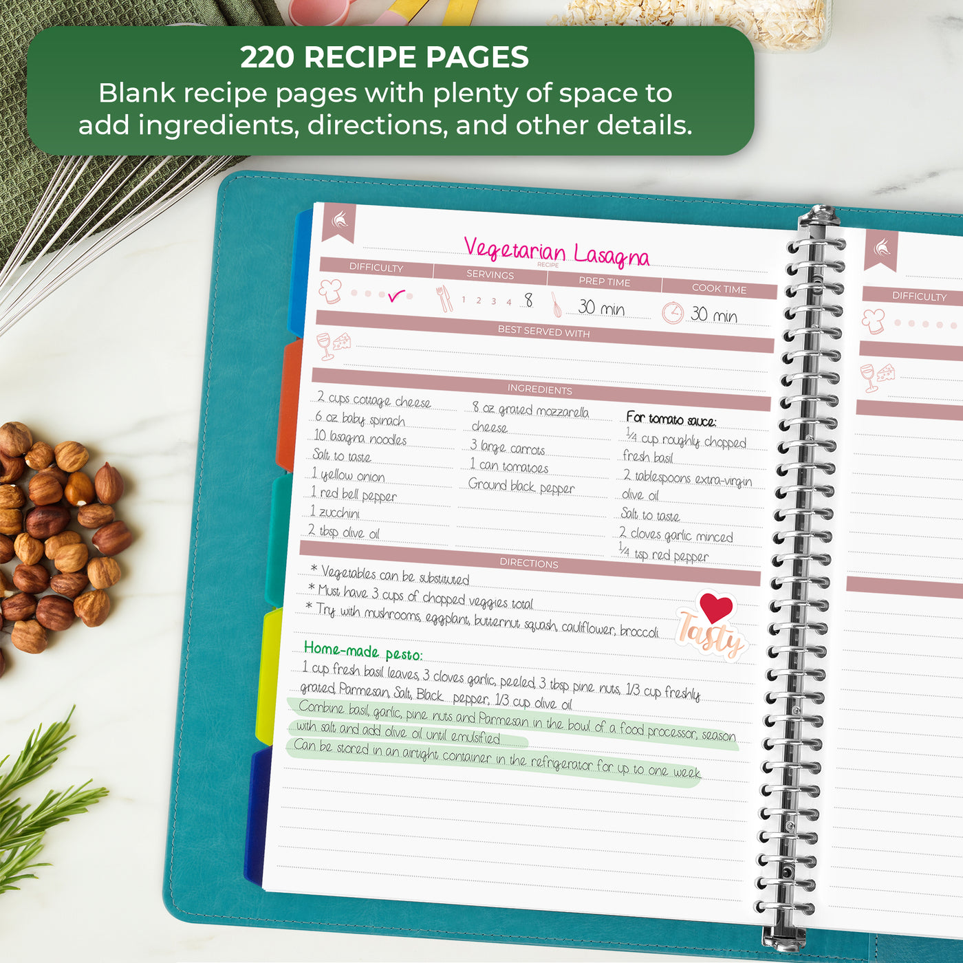 Recipe Book Binder with Tabs