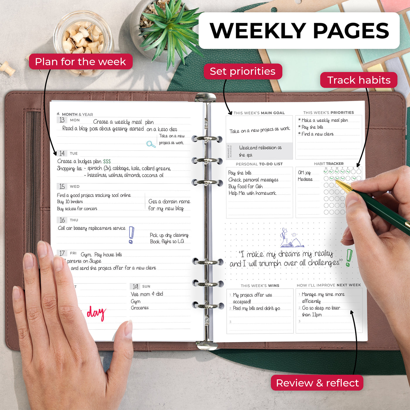 Weekly Planner Binder - Stay On Track & Never Miss Important Dates