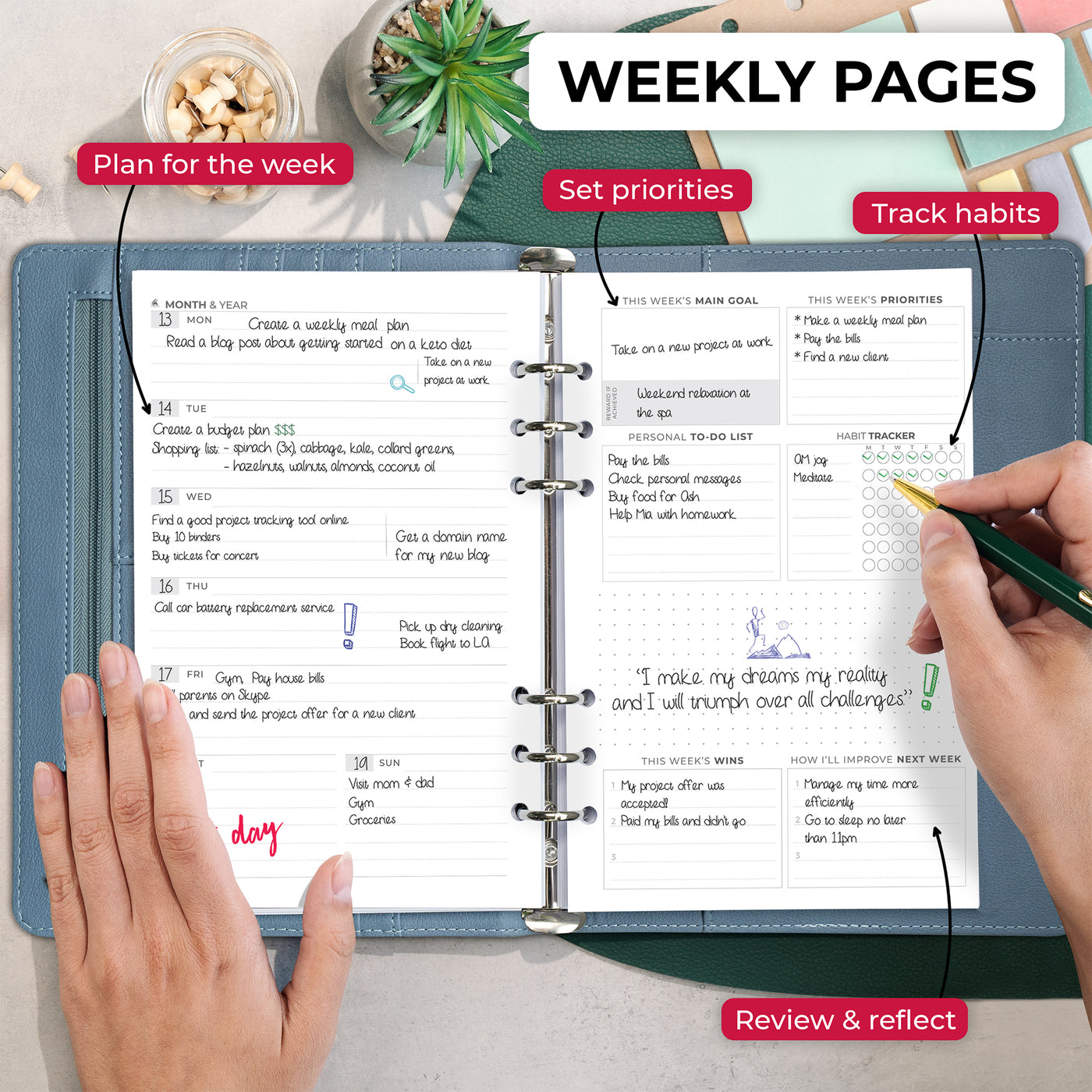 Weekly Planner Binder - Stay On Track & Never Miss Important Dates