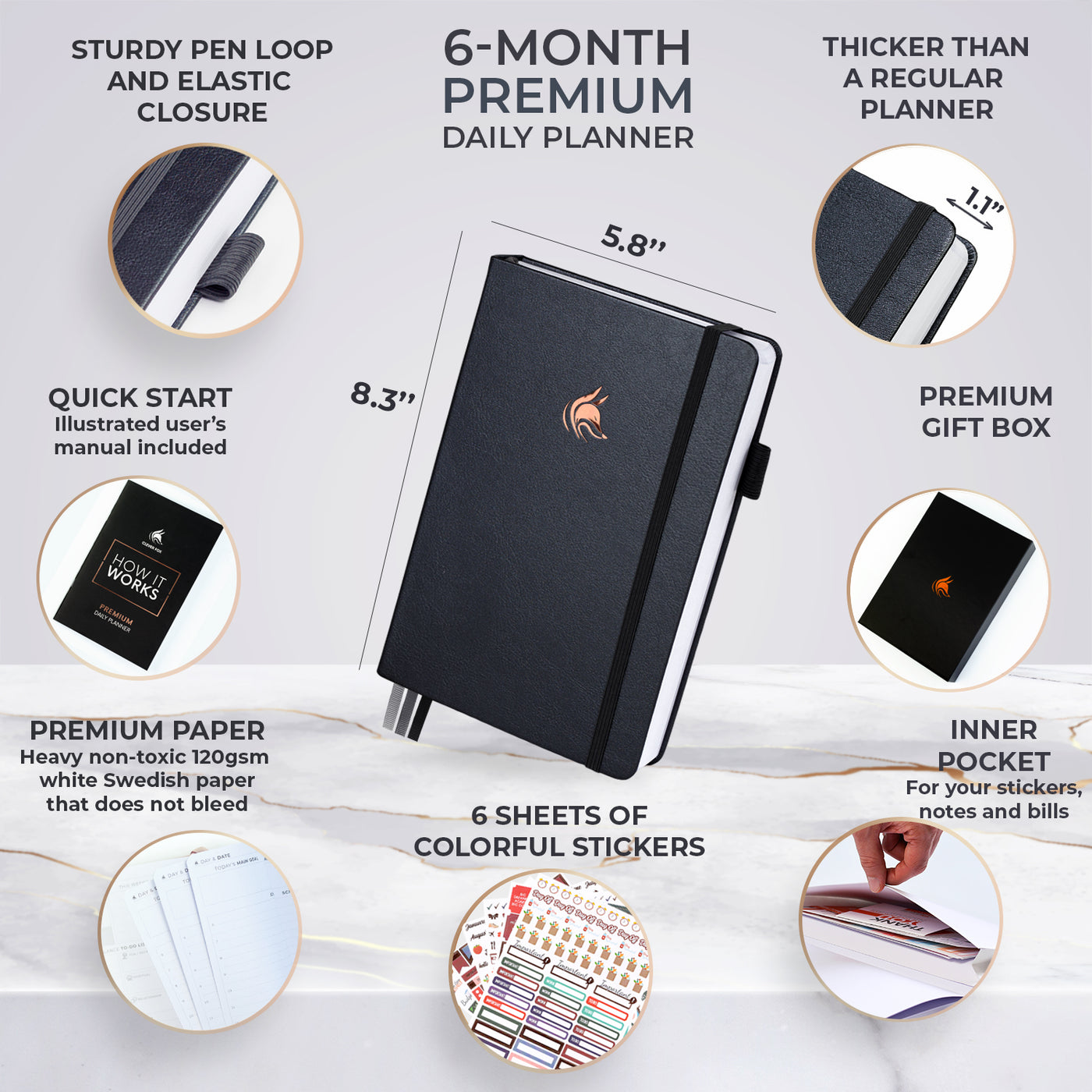 Undated Premium Edition Daily Planner - Take Smalls Steps Each Day & Achieve Your Life Goals