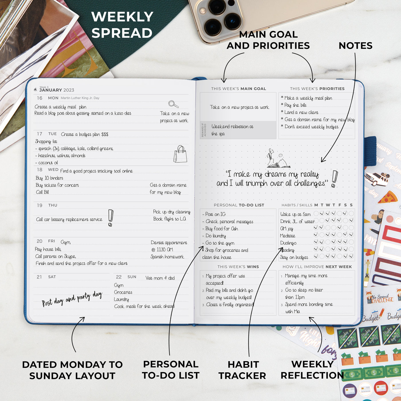 Dated Weekly Planner Premium 2023