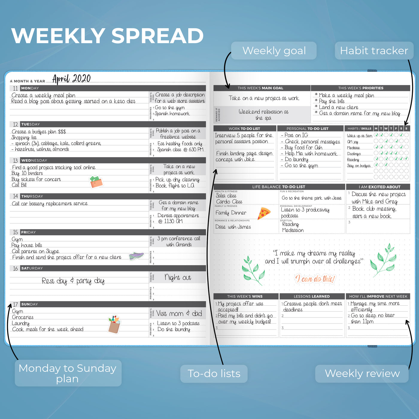 PRO Weekly - The Life Planner to Achieve your Goals – Clever Fox®