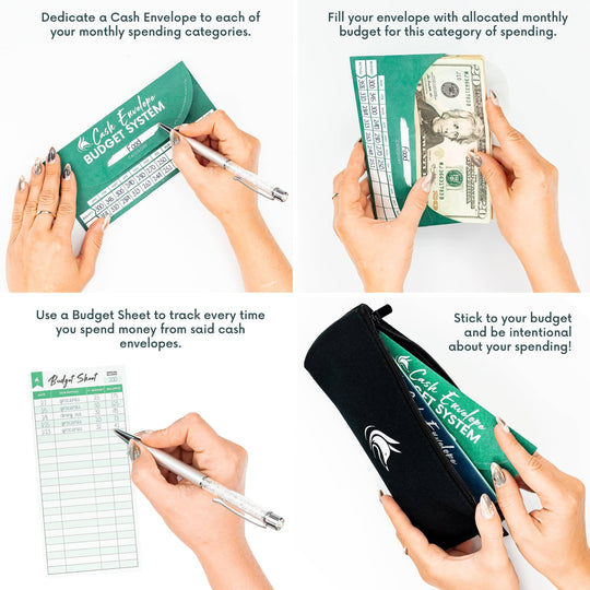 Classeur Budget Enveloppes De Cash - Couverture Souple, Poches, Feuilles - Format 13x19cm, Idéal Pour Gestion Budget - 10