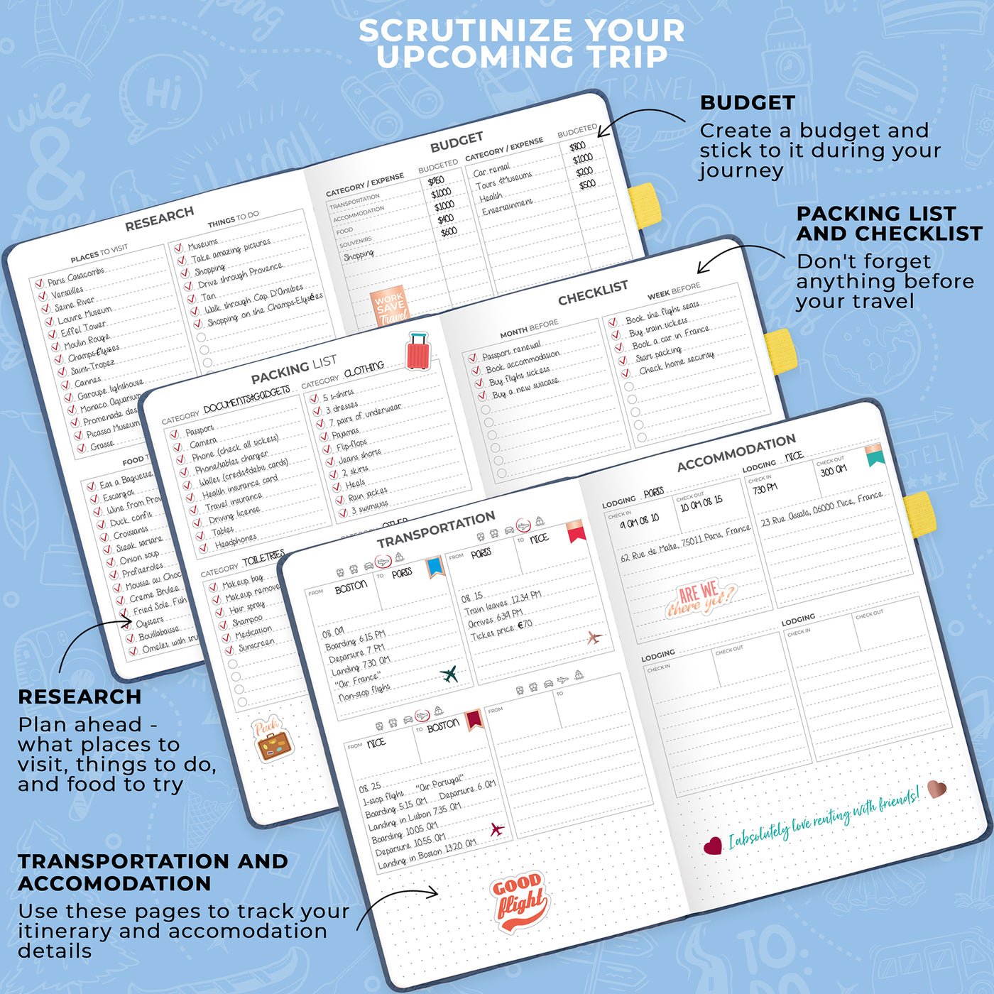 A5 Travel Journal Vacation Planner