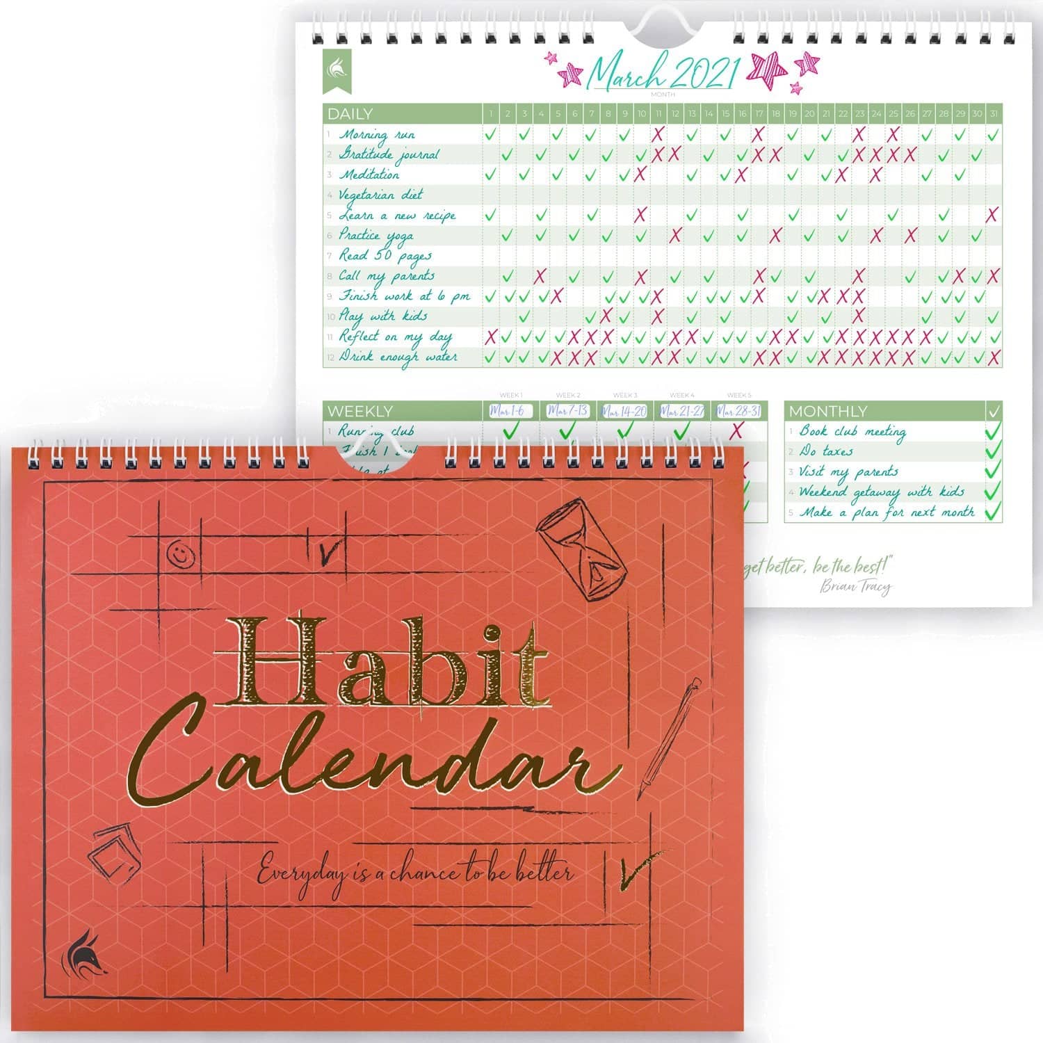 Clever Fox Habit Tracker Journal para reflexão e descoberta de propósito