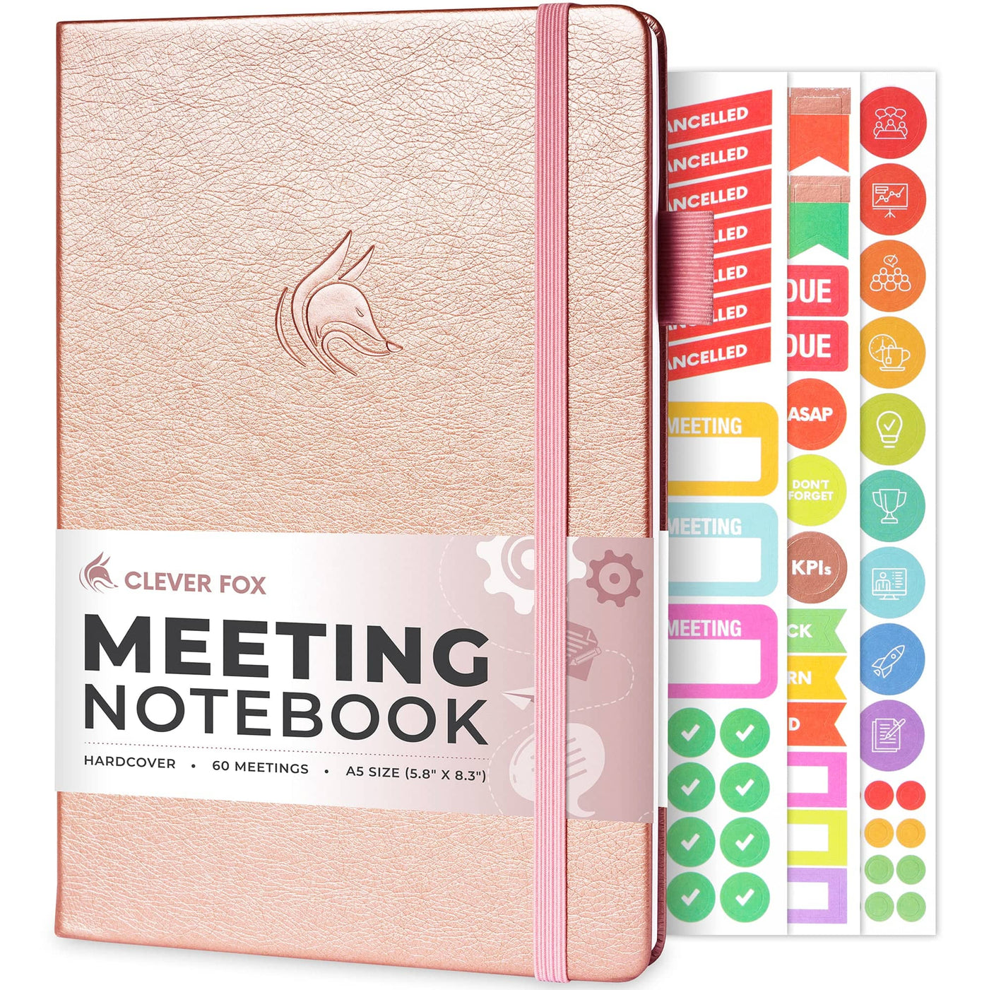 HUSTLE Co. Meeting Notebook for Work with Action Items Clever Hardcover  Journal for More Productive Meetings - Index, 160 Pages, 100gsm Paper, Lays